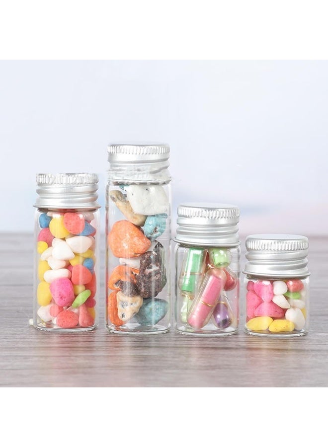 12Pcs 30ml/1oz Empty Clear Glass Bottles With Screw Aluminum Cap Small Glass Vials Mini Tiny Jars Message Sample Bottle for Essential Oil Powders Art Craft Decor Wedding Favors - Image 3